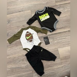 Nike Black and Green Baby Outfit Set